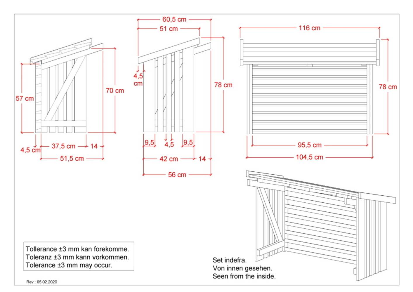 Cache climatisation 116x56x78cm - bois autoclave - Naturel - Image 4