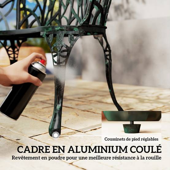 Outsunny - Banc de jardin 2 places - dossier tulipe, assise florale - aluminium moulé -99x57x78cm - vert antique - Outsunny - Image 8