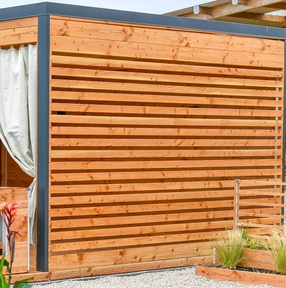 Pergola bois & Aluminum Design 15m2 - Bois Douglas épaisseur 55mm - Toiture Bacacier avec voliges sous toiture - MON CHALET DE JARDIN - Image 2