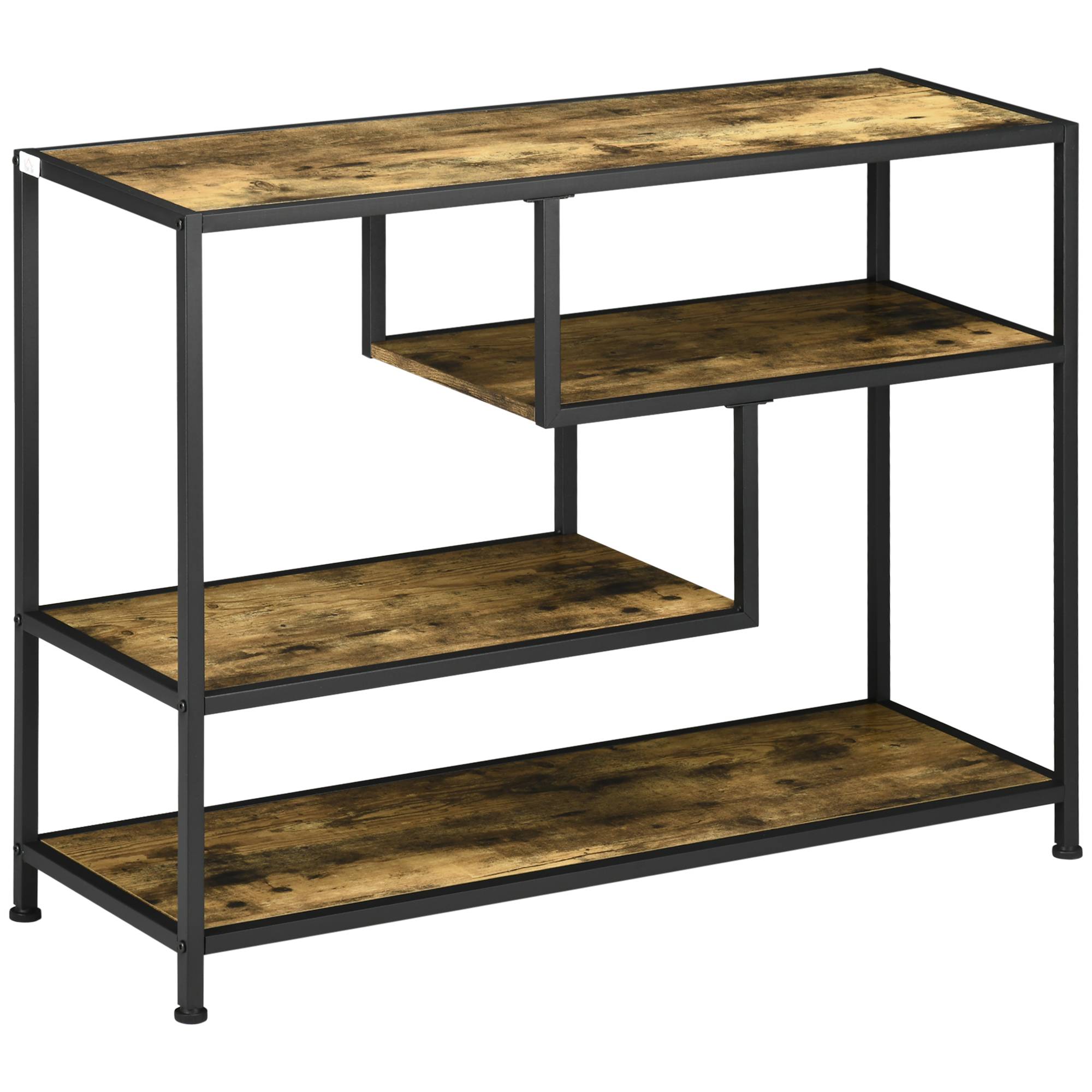 Table console style industriel avec 4 niveaux de rangement 3 étagères inférieures 99,6 x 33,6 x 74 cm - Image 1