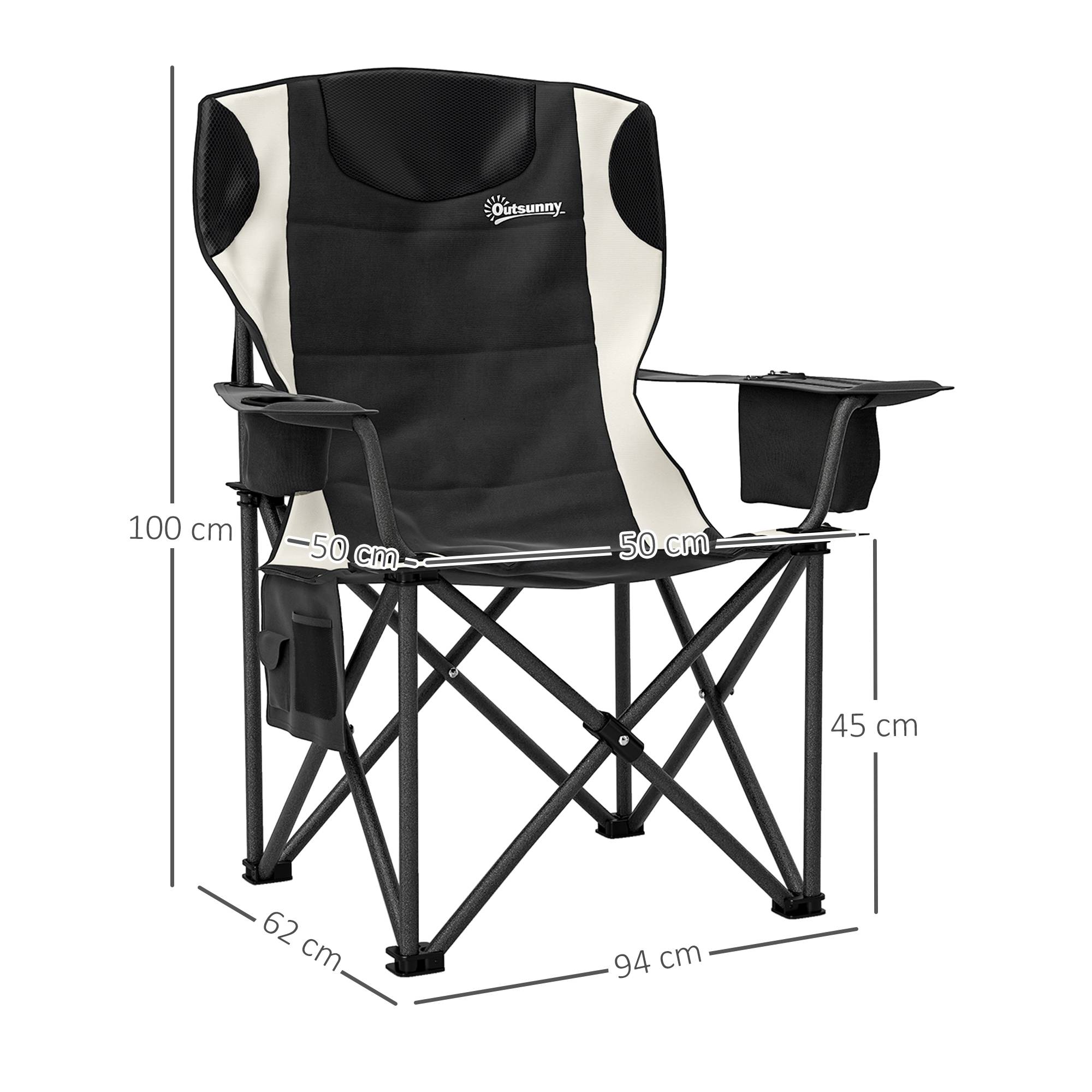 Sans Marque - Set 2 chaises pliantes, accoudoirs, porte-gobelet, appui-tête, sac isotherme, noir - Image 5