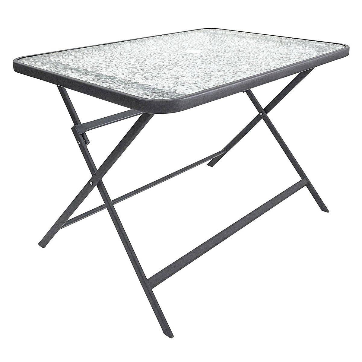 The Home Deco Factory - Table de Jardin en Verre "Formentera" 110cm Gris - Image 1