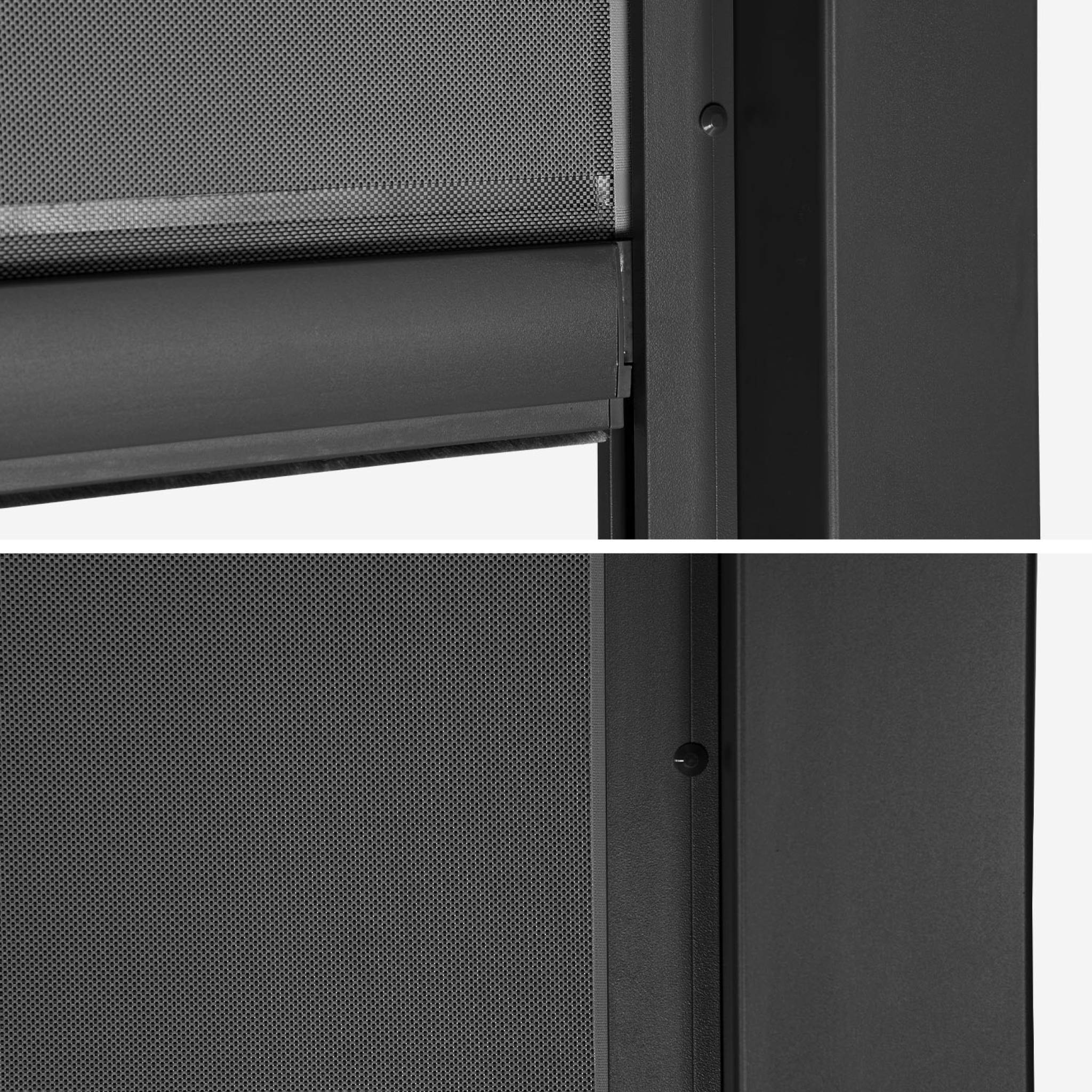 Pergola bioclimatique aluminium et acier 3x3m lames orientables + store 3m PALACE noir | sweeek - Image 3