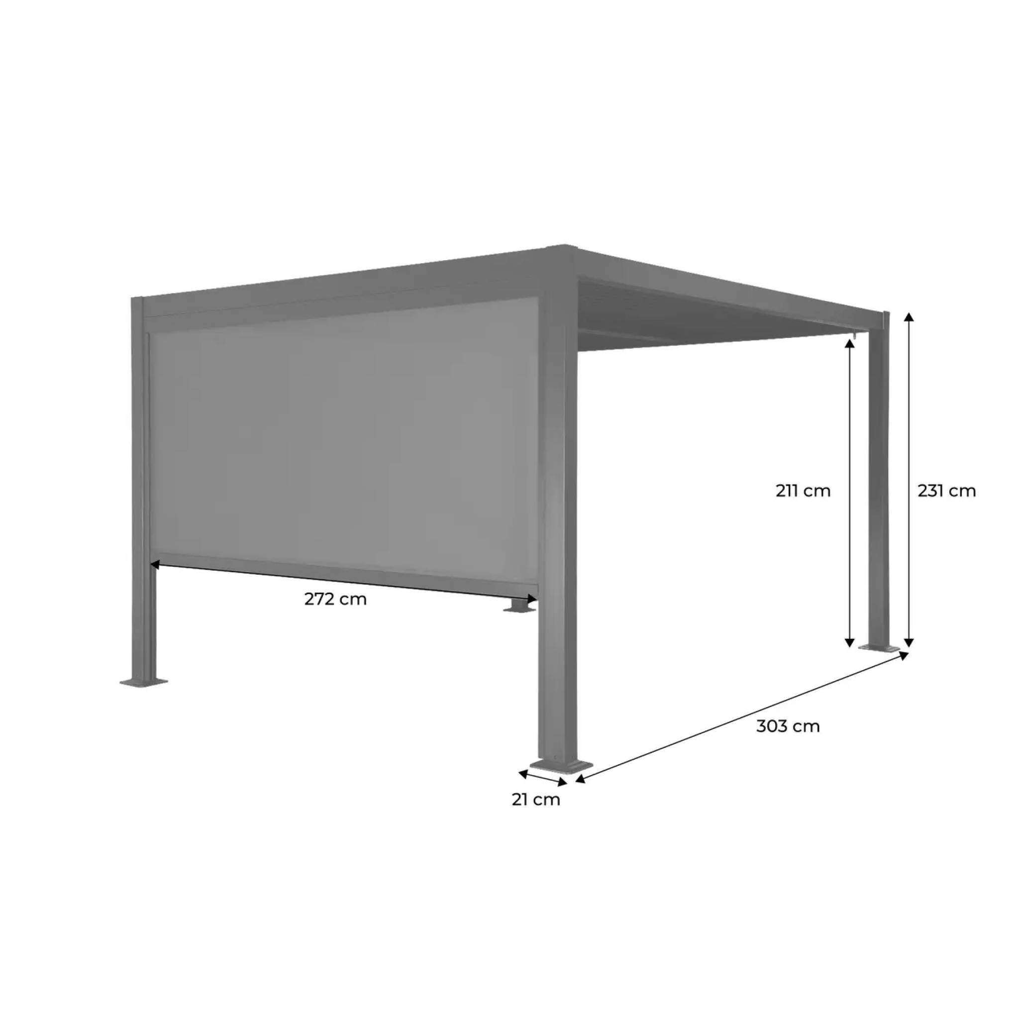 Pergola bioclimatique aluminium et acier 3x3m lames orientables + store 3m PALACE noir | sweeek - Image 5