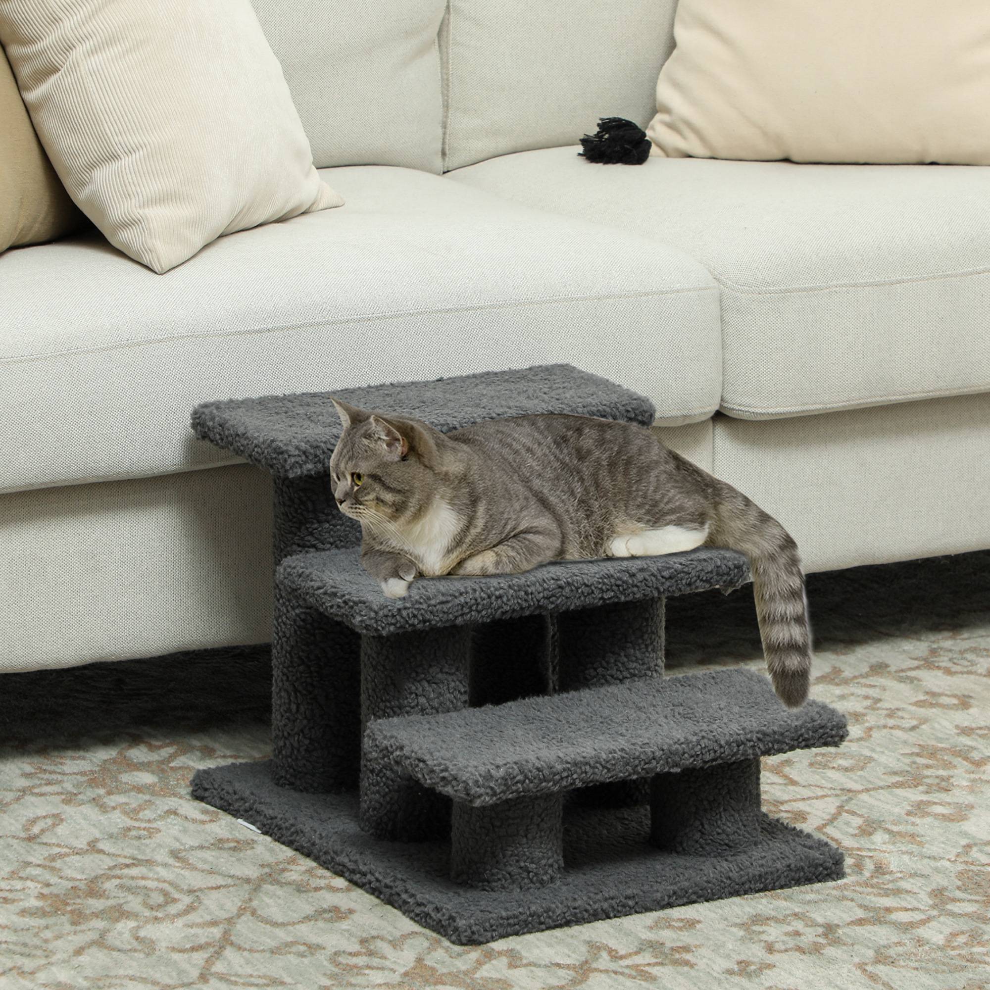Escalier chat 3 marches, escalier chien, animaux, 45x35x34cm, gris foncé - Image 4