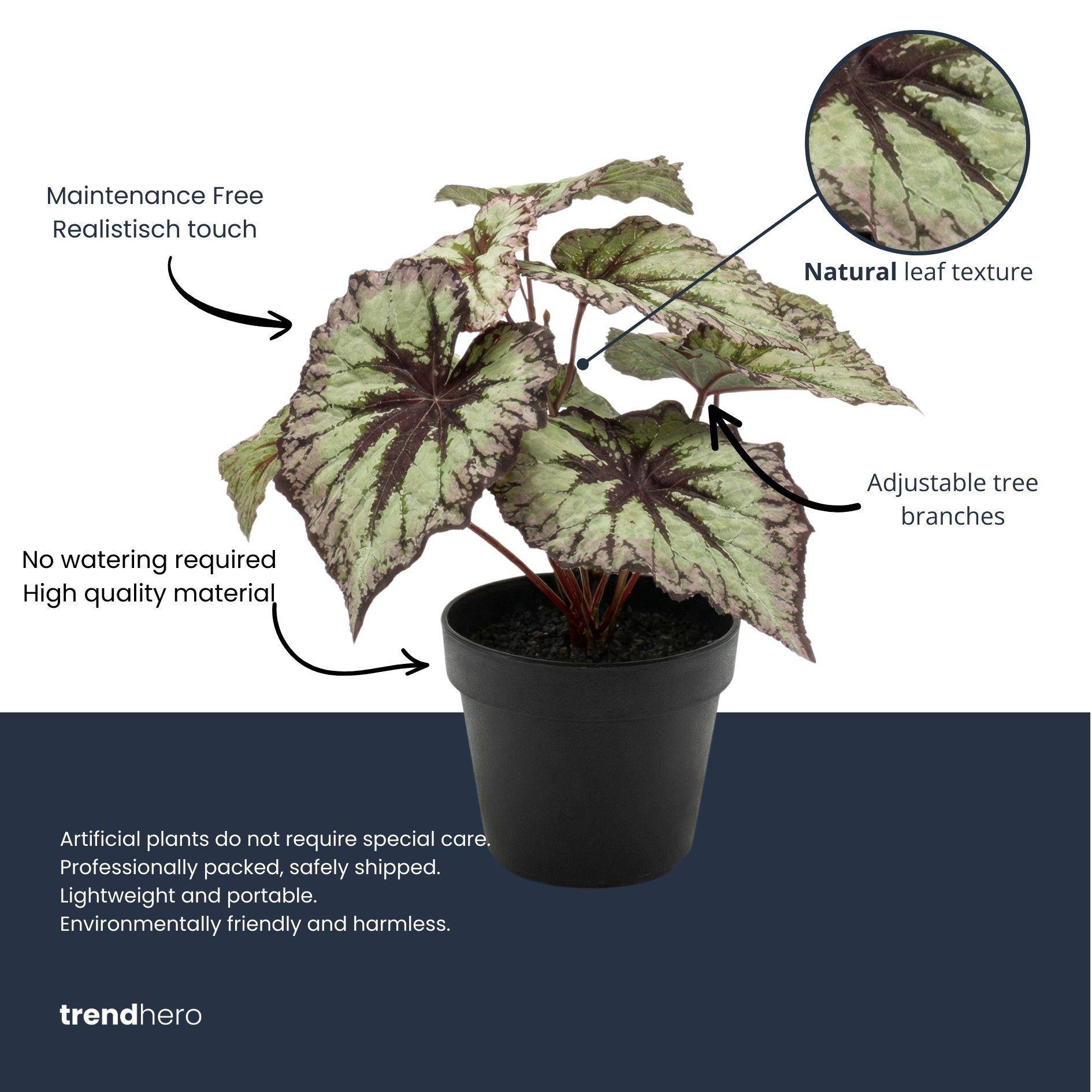 Begonia 26 cm - Ø10cm - Plante artificielle - Image 6