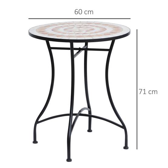 Table de jardin ronde Ø60x71 cm en métal résistant aux intempéries, table d’extérieur balcon et camping, orange et blanc - Image 5