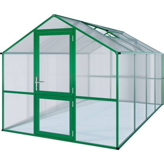Serre de jardin 10m² aluminium et polycarbonate. Modèle Rose IV Vert mousse. Marque KGT - Image 2