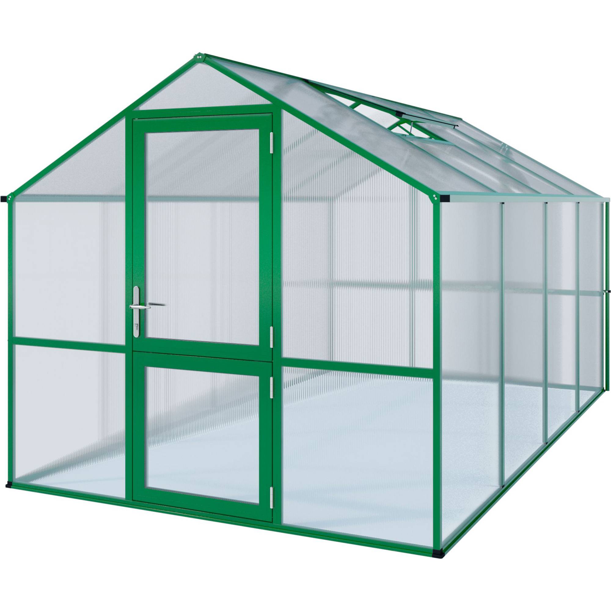 Serre de jardin 10m² aluminium et polycarbonate. Modèle Rose IV Vert mousse. Marque KGT - Image 2