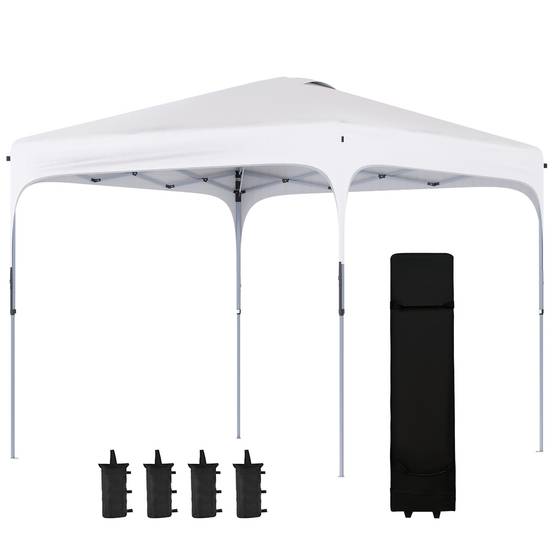 Tonnelle de jardin 2,5 x 2,5 x 2,7 m, hauteur réglable, anti-UV, imperméable, 4 sacs de lestage et sac de transport, blanche - Image 2