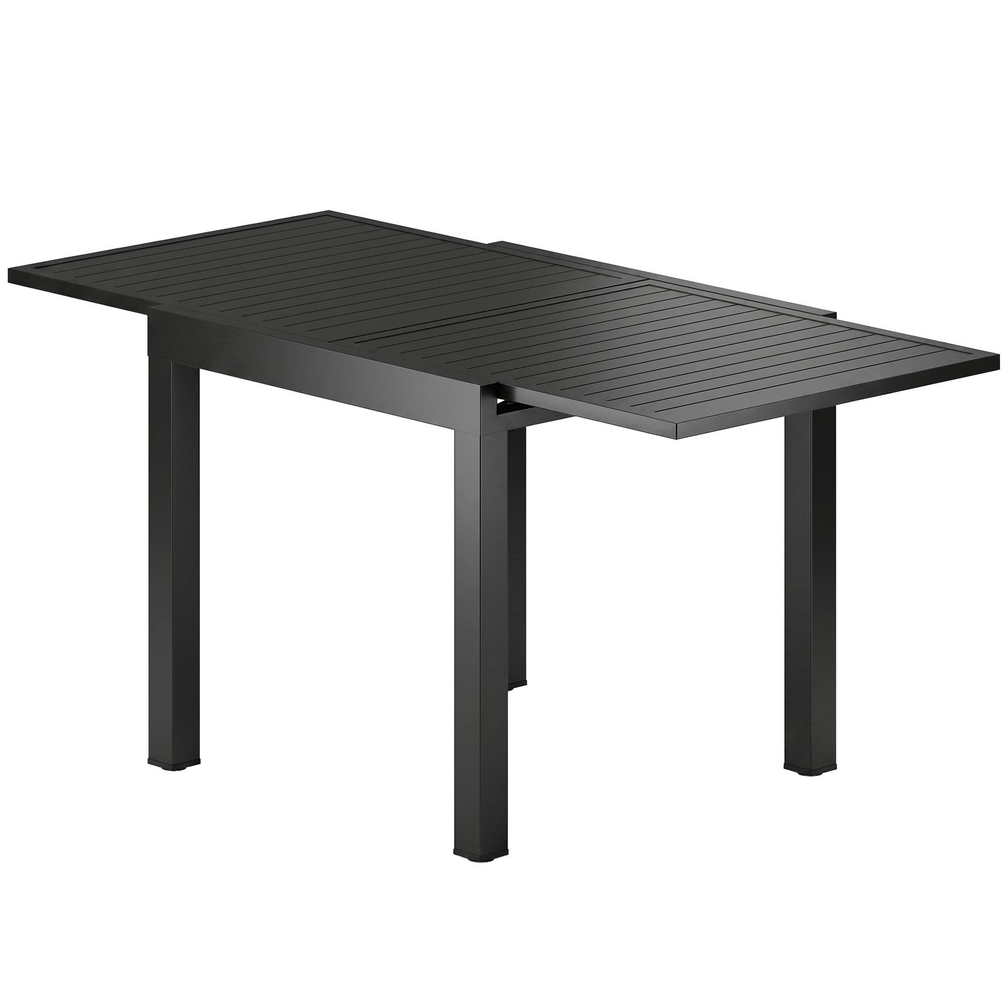 Table de jardin extensible table extérieur pour 4-6 personnes avec rallonge auto-stockée aluminium 80-160 x 80 cm noir - Image 2