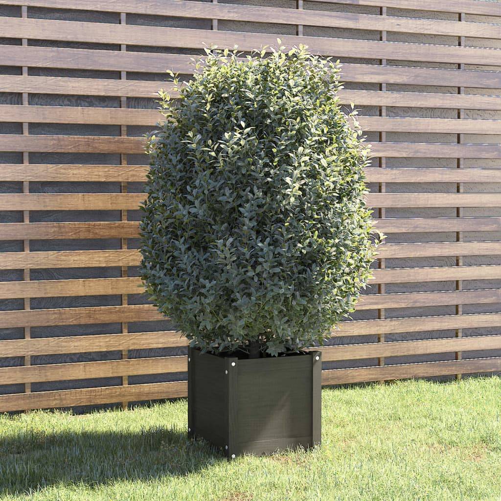 Maison Chic - Jardinière - Pot De Fleurs - Bac à Fleurs Gris 40x40x40 cm Bois de pin massif - Image 2