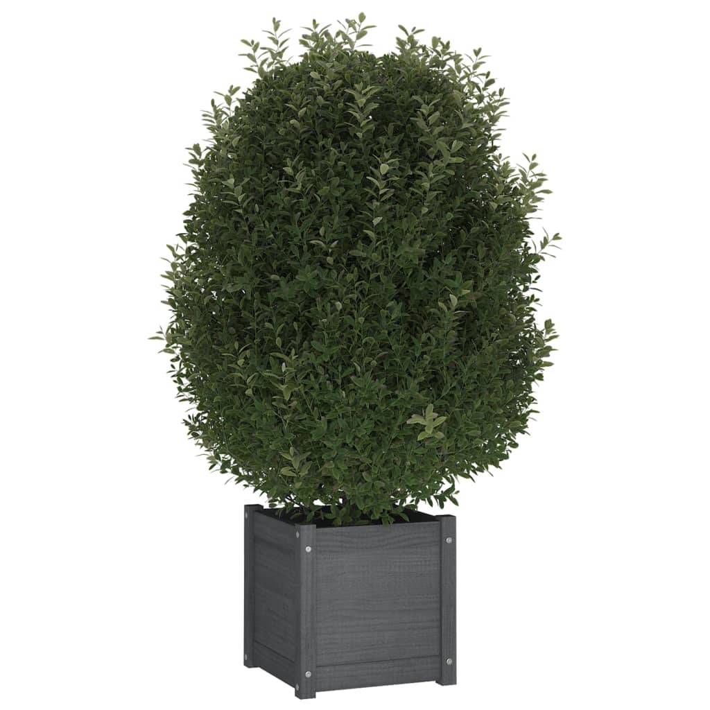 Maison Chic - Jardinière - Pot De Fleurs - Bac à Fleurs Gris 40x40x40 cm Bois de pin massif - Image 3