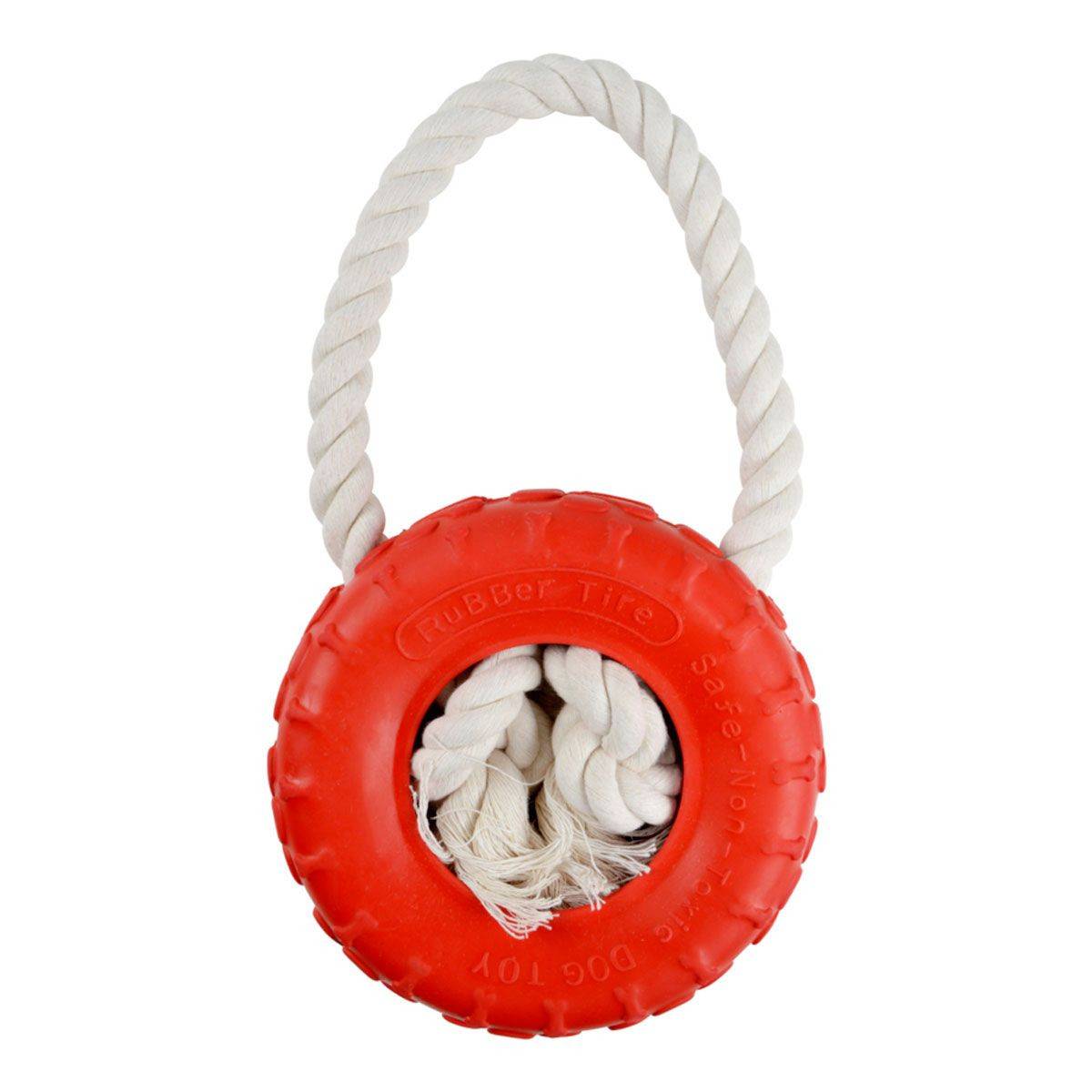 Love Story - Jouet pour Chien "Pneu & Corde" 25cm Rouge