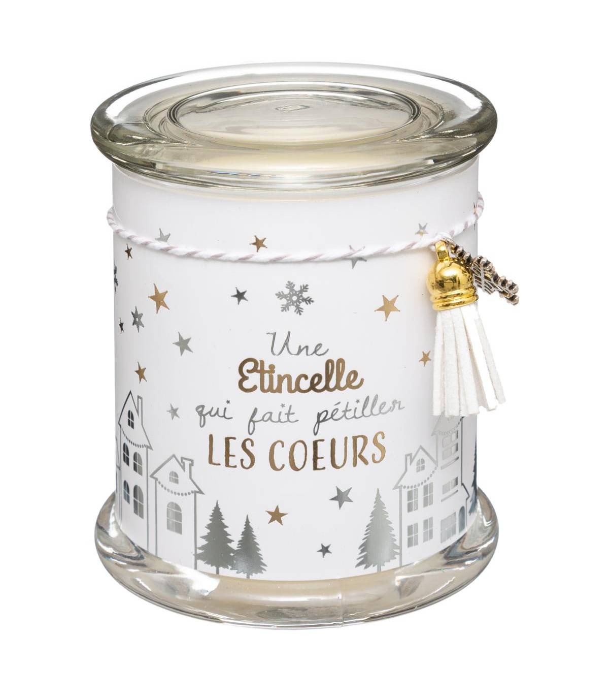 Fééric Lights & Christmas - Bougie Parfumée Pot en verre imprimé avec Déco 265 G