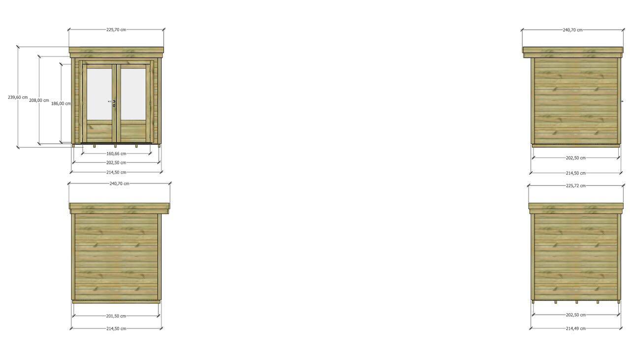 Abri Français - ABRI DE JARDIN bois Pin traité autoclave 27mm - 2,14x2,14m / 5m2 - Bac acier - Plancher bois - Image 5