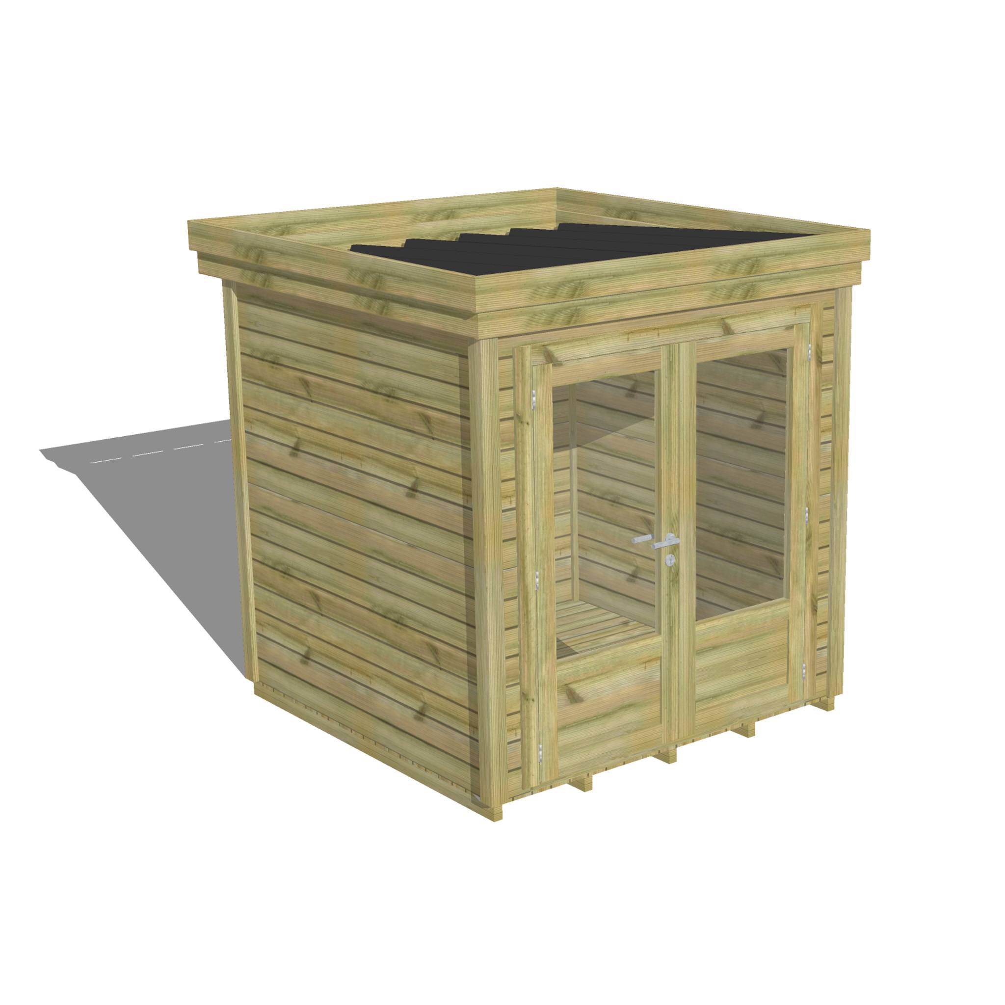 Abri Français - ABRI DE JARDIN bois Pin traité autoclave 27mm - 2,14x2,14m / 5m2 - Bac acier - Plancher bois - Image 1