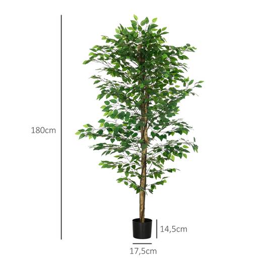Plante artificielle ficus hauteur 1,80 m tronc branches liane lichen feuilles grand réalisme pot inclus - Image 5