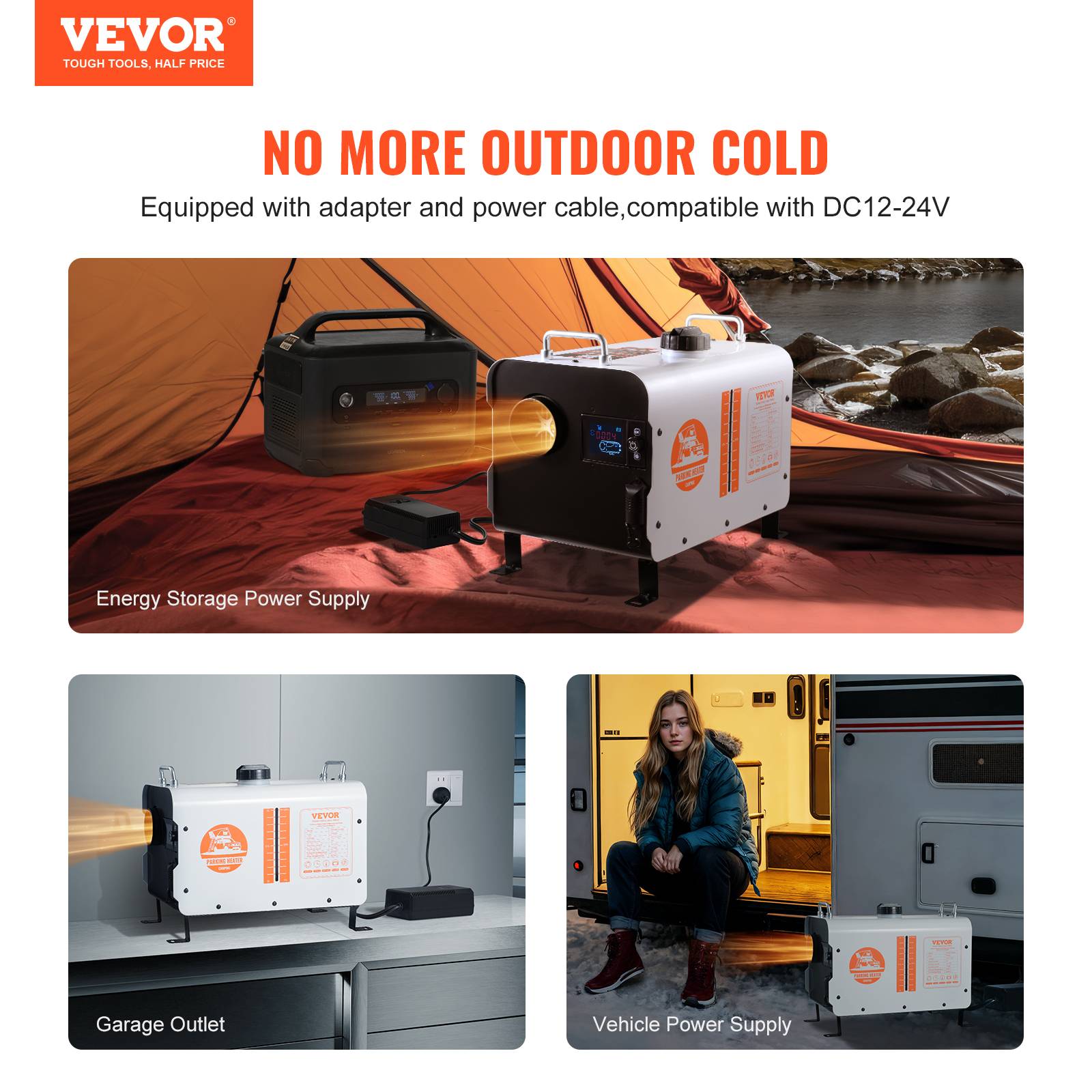 Vevor - VEVOR Chauffage diesel 8kW tout-en-un 12/24V, contrôle Bluetooth, télécommande, écran, alarme CO, portable. - Image 2