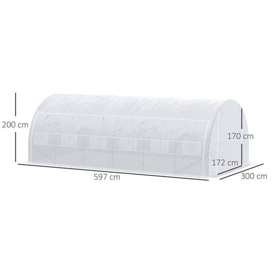 Serre Tunnel de Jardin XXL 18m² Acier Galvanisé avec 12 Fenêtres pour Grandes Cultures 6x3x2 m Blanc - ComfortXL Outdoor Living - Image 5