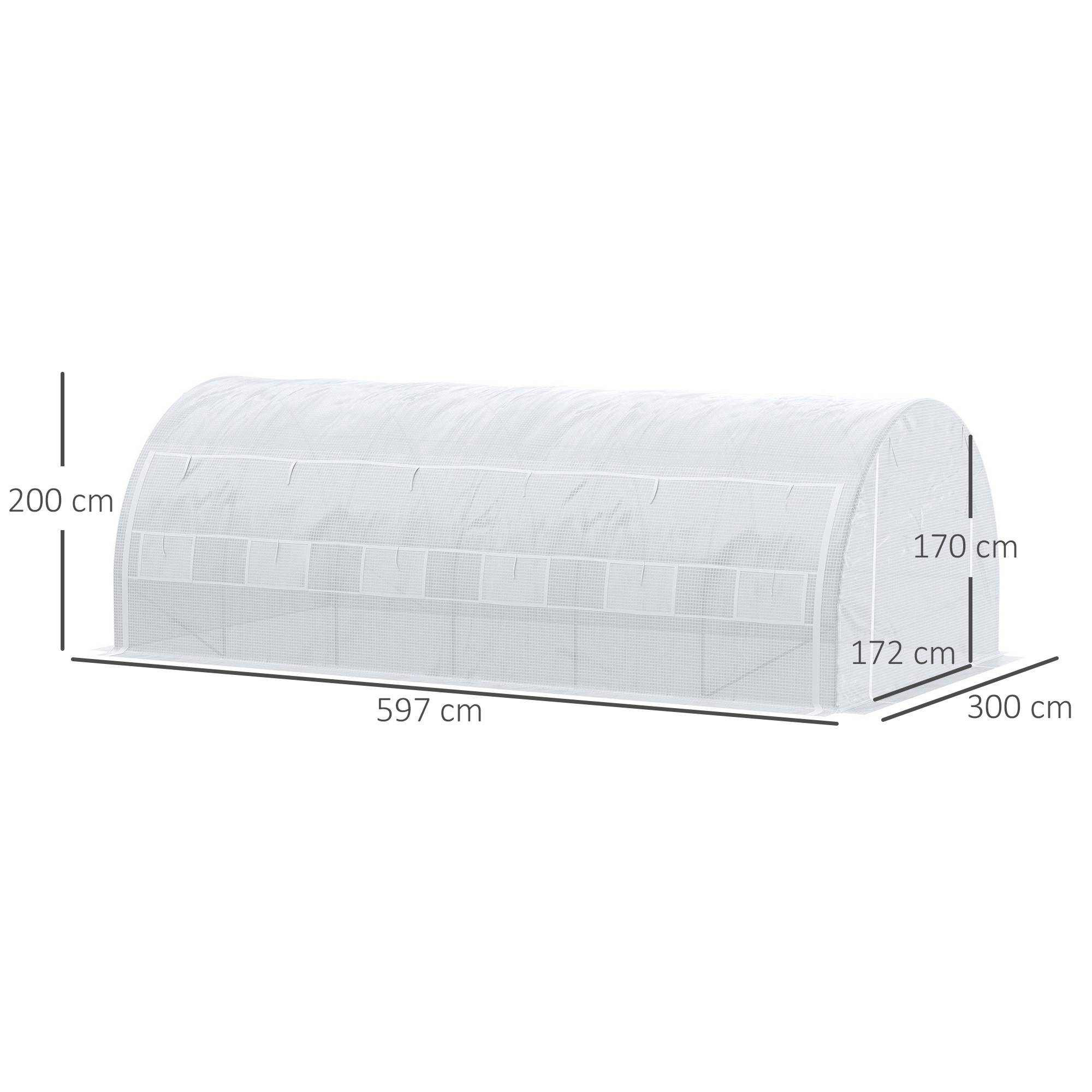 Serre Tunnel de Jardin XXL 18m² Acier Galvanisé avec 12 Fenêtres pour Grandes Cultures 6x3x2 m Blanc - ComfortXL Outdoor Living - Image 5