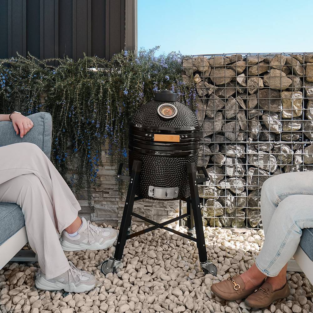 Barbecue kamado avec chariot Patton Premium 15" - Grille Ø 34 cm - Noir - Image 2