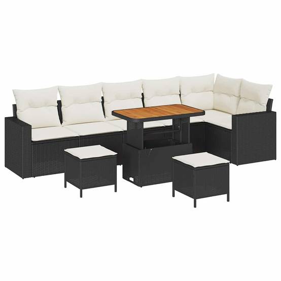 ComfortXL - Salon de jardin 8 places en polyrotin et bois d'acacia avec table basse pour jardin noir 9 pcs – ComfortXL Outdoor Living - Image 2