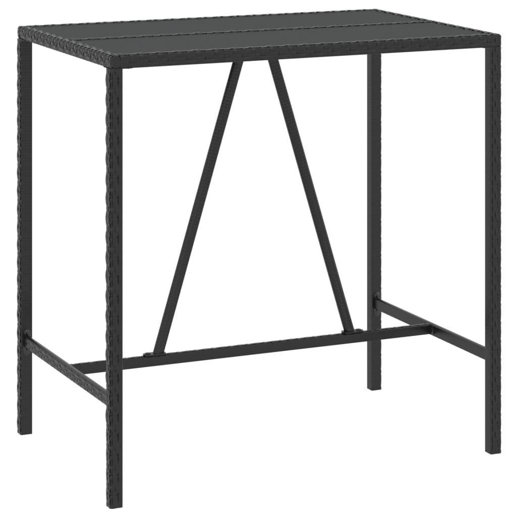 Helloshop26 - Ensemble de bar de jardin meuble extérieur terrasse 7 pièces noir poly rotin/bois massif acacia - Image 3