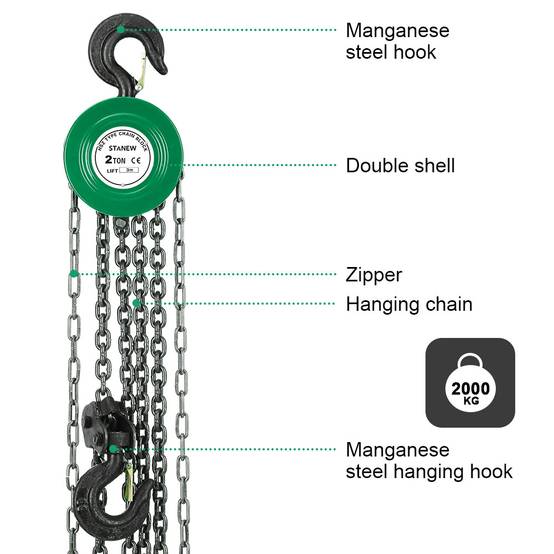 Palan à chaine 2 tonnes - Chaine de commande 2,5 m / de charge 3 m Palan à chaine 2 tonnes - Chaine de commande 2,5 m / de charge 3 m