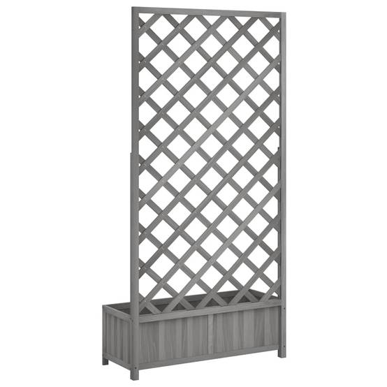 Jardinière avec treillis bois massif de sapin gris 90 x 35 x 180 cm - PANGIVO - Image 7