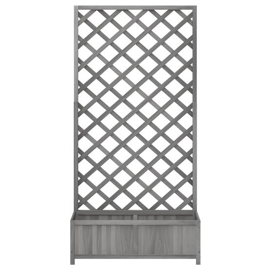 Jardinière avec treillis bois massif de sapin gris 90 x 35 x 180 cm - PANGIVO - Image 5