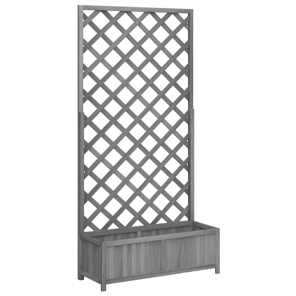 Jardinière avec treillis bois massif de sapin gris 90 x 35 x 180 cm - PANGIVO - Image 2