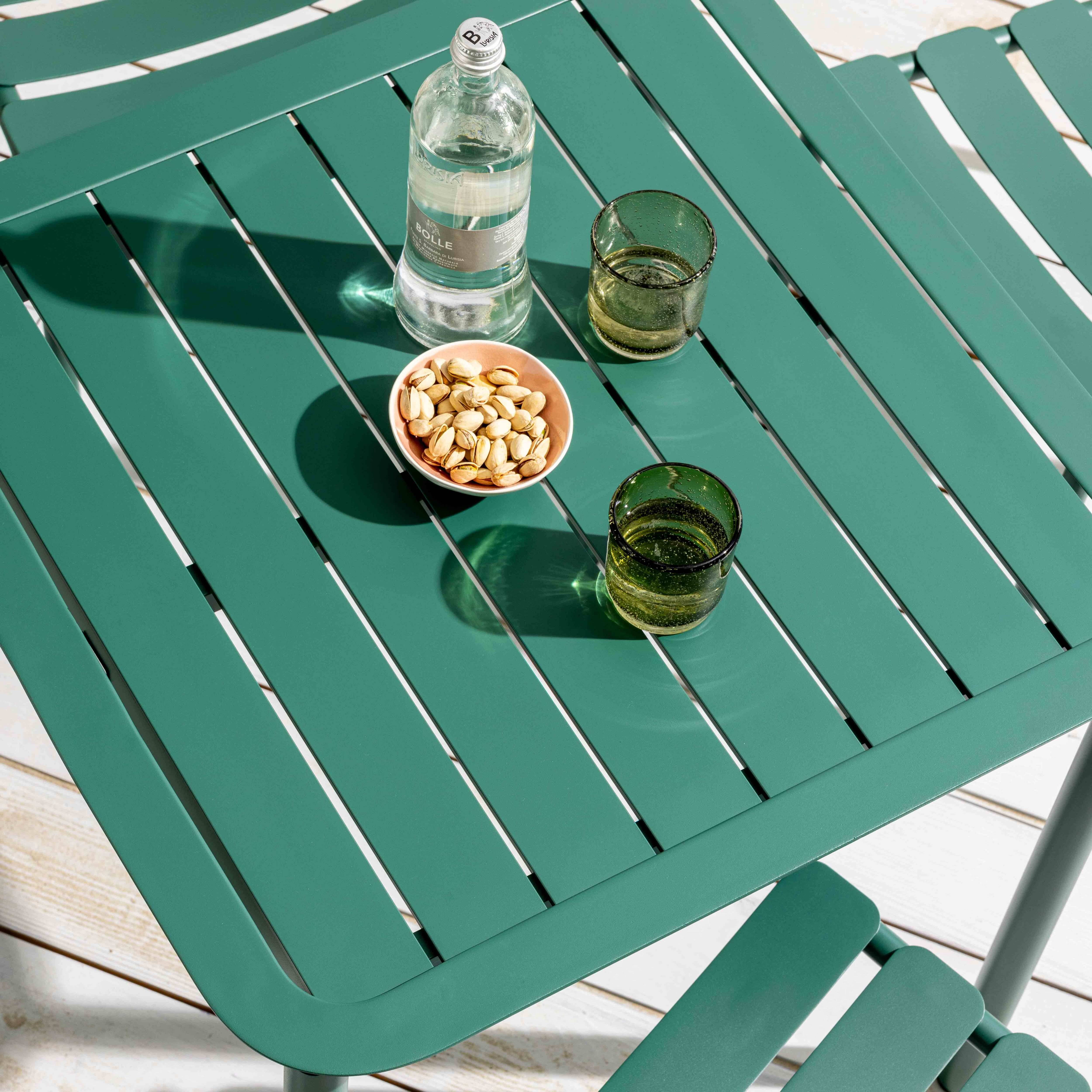 Oviala - Ensemble table de terrasse 70cm et 4 chaises vert foncé Almada - Oviala - Image 4