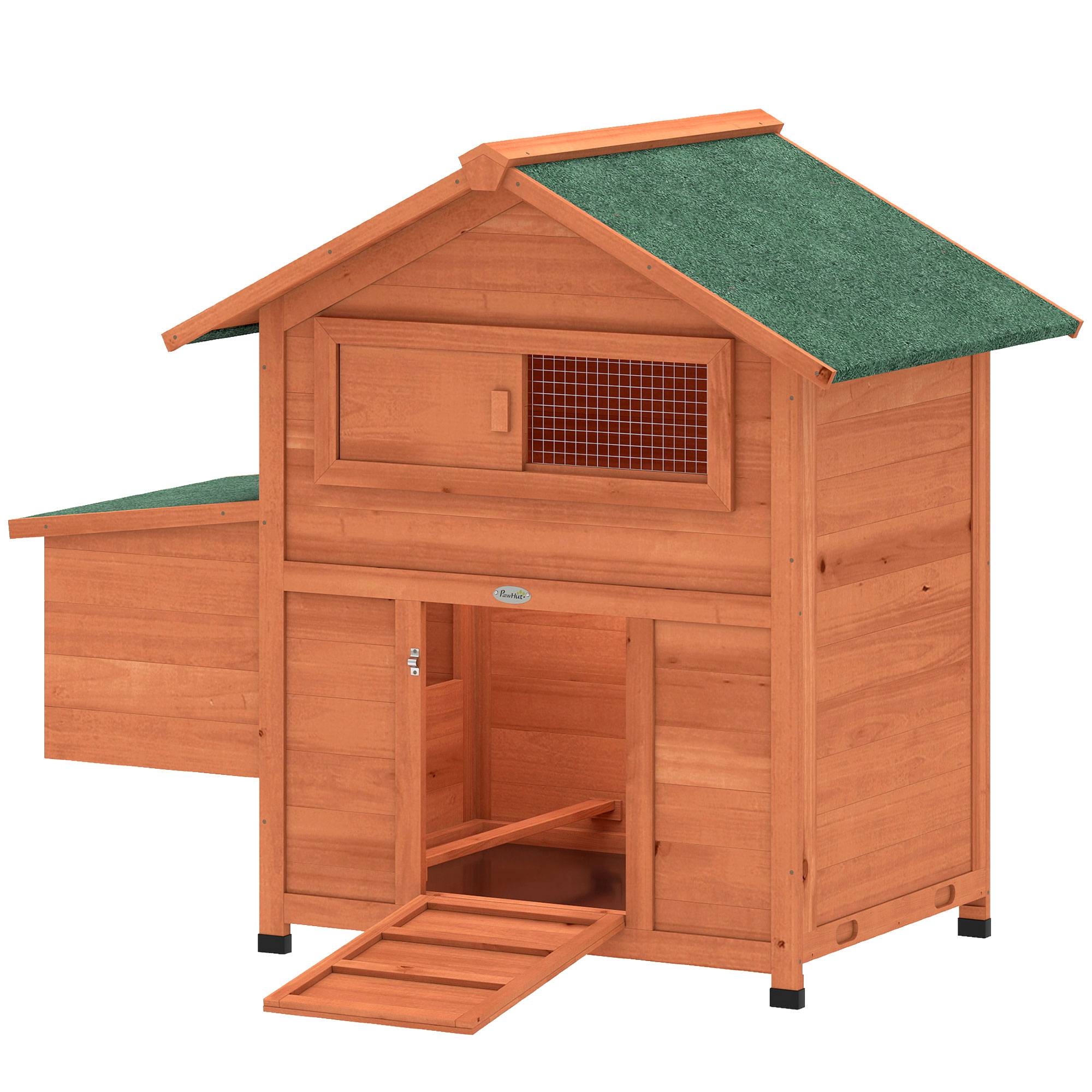 Poulailler avec Pondoir et Perchoir Toit en Bitume Étanche et Fenêtre de Ventilation Bois 113,5x67,5x95,5cm Orange - Image 2