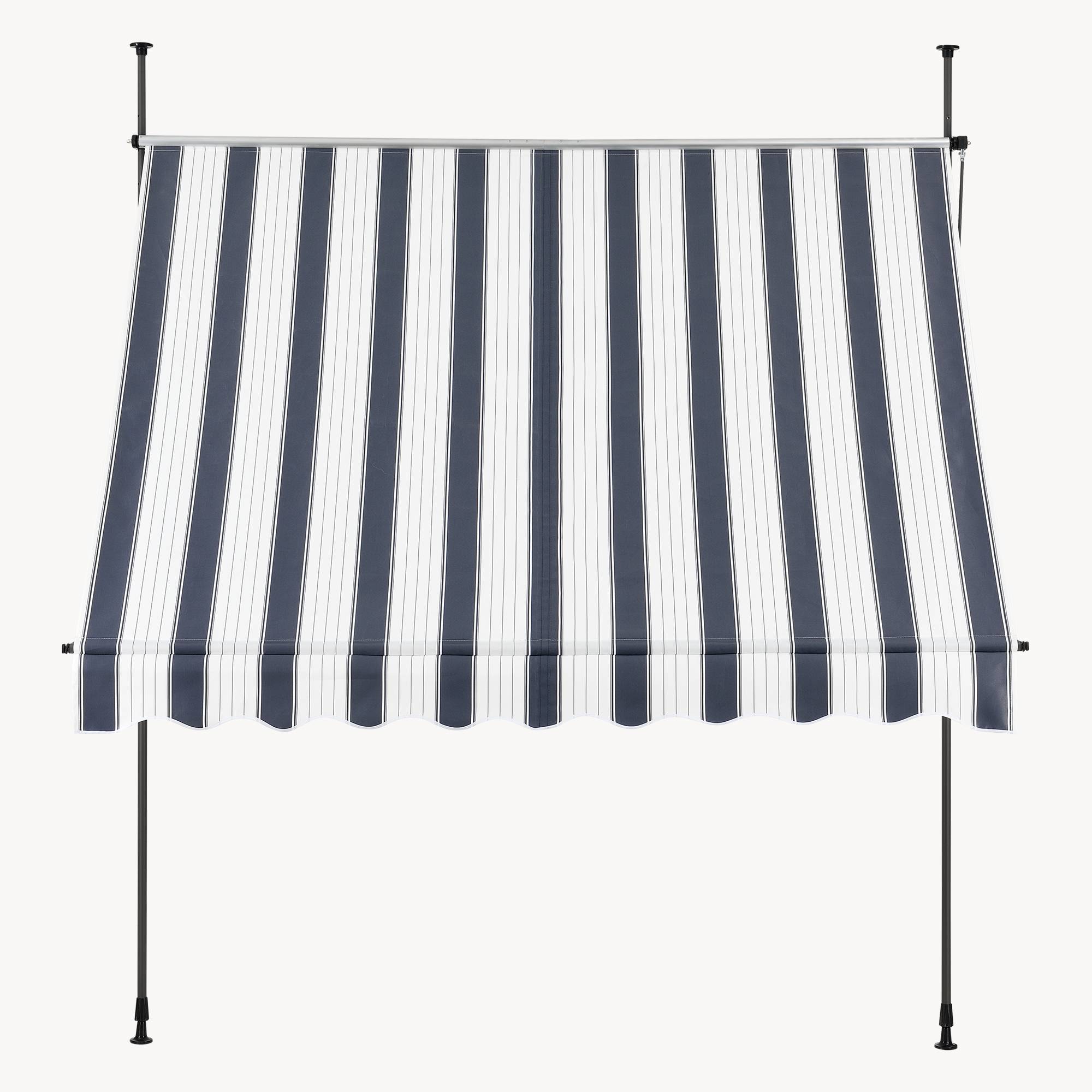 Pro.Tec - Store Banne Téléscopique Acier Polyester 150 x 120 x 220-309 cm Bleu Foncé Blanc [pro.tec] - Image 8