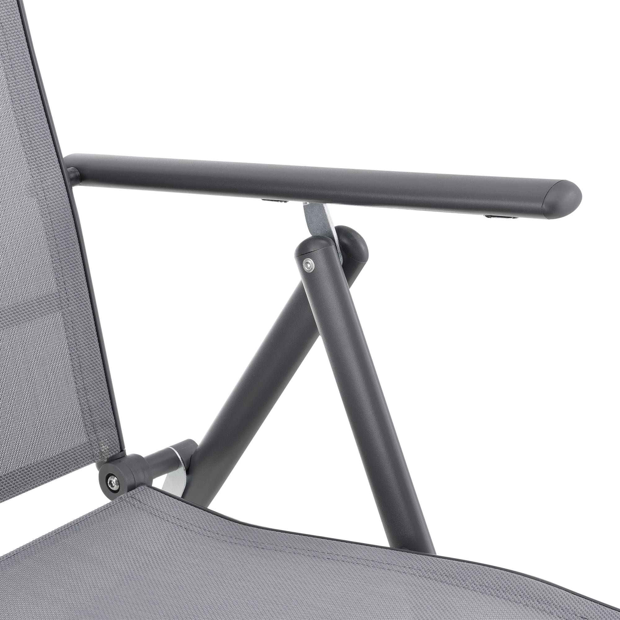 Lot de 2 Fauteuils de Jardin avec Accoudoirs et Dossier Acier Polyester Gris Clair et Foncé [en.casa] - Image 7