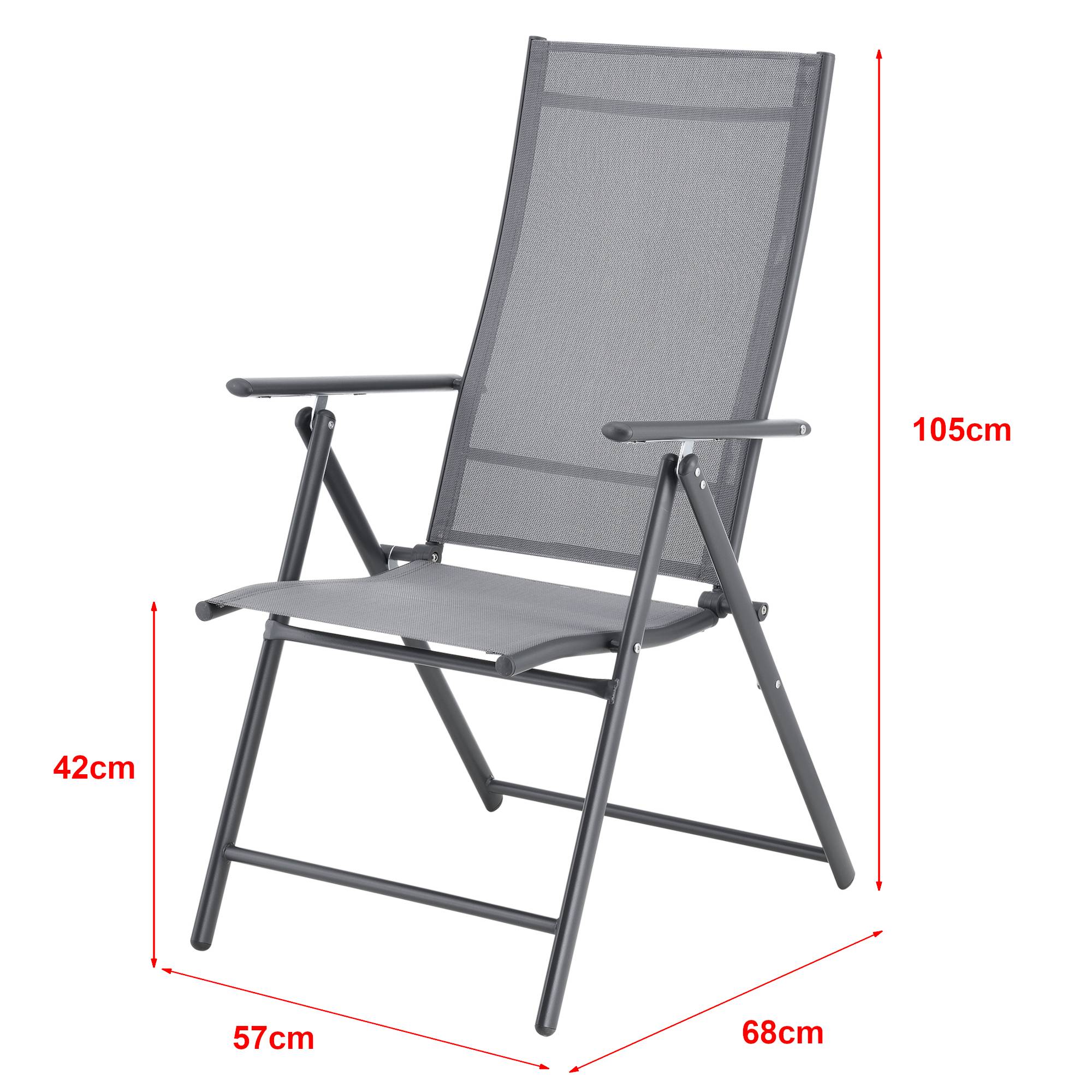 Lot de 2 Fauteuils de Jardin avec Accoudoirs et Dossier Acier Polyester Gris Clair et Foncé [en.casa] - Image 3