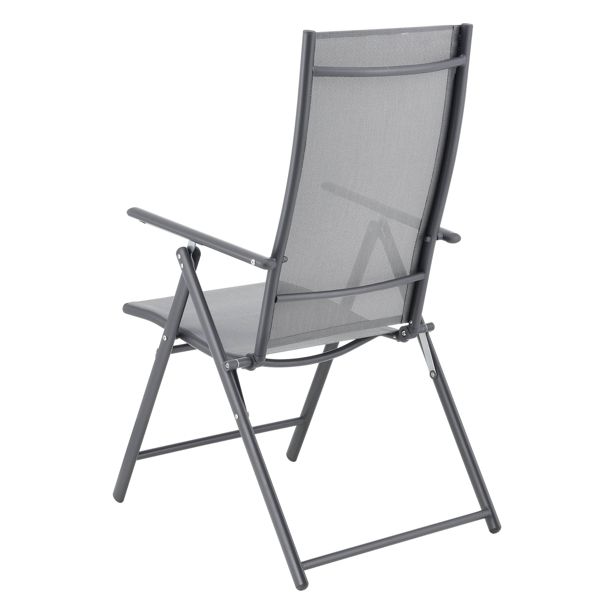 Lot de 2 Fauteuils de Jardin avec Accoudoirs et Dossier Acier Polyester Gris Clair et Foncé [en.casa] - Image 5