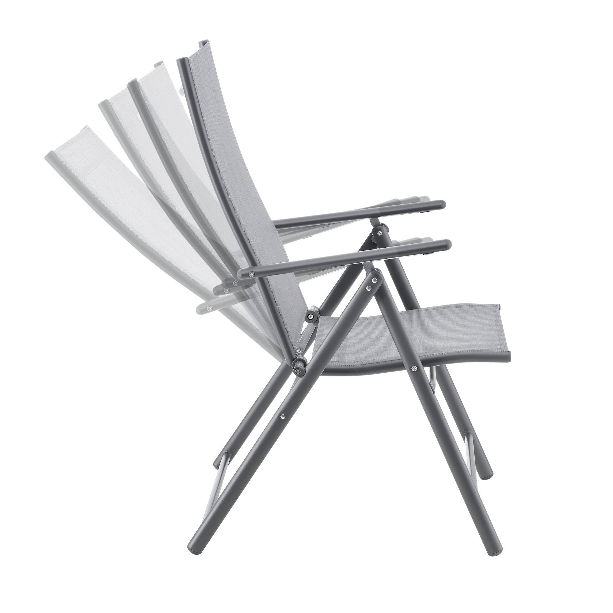 Lot de 2 Fauteuils de Jardin avec Accoudoirs et Dossier Acier Polyester Gris Clair et Foncé [en.casa] - Image 4