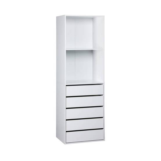 Module dressing avec 5 tiroirs et 2 étagères. blanc. panneaux stratifiés | sweeek - Image 2