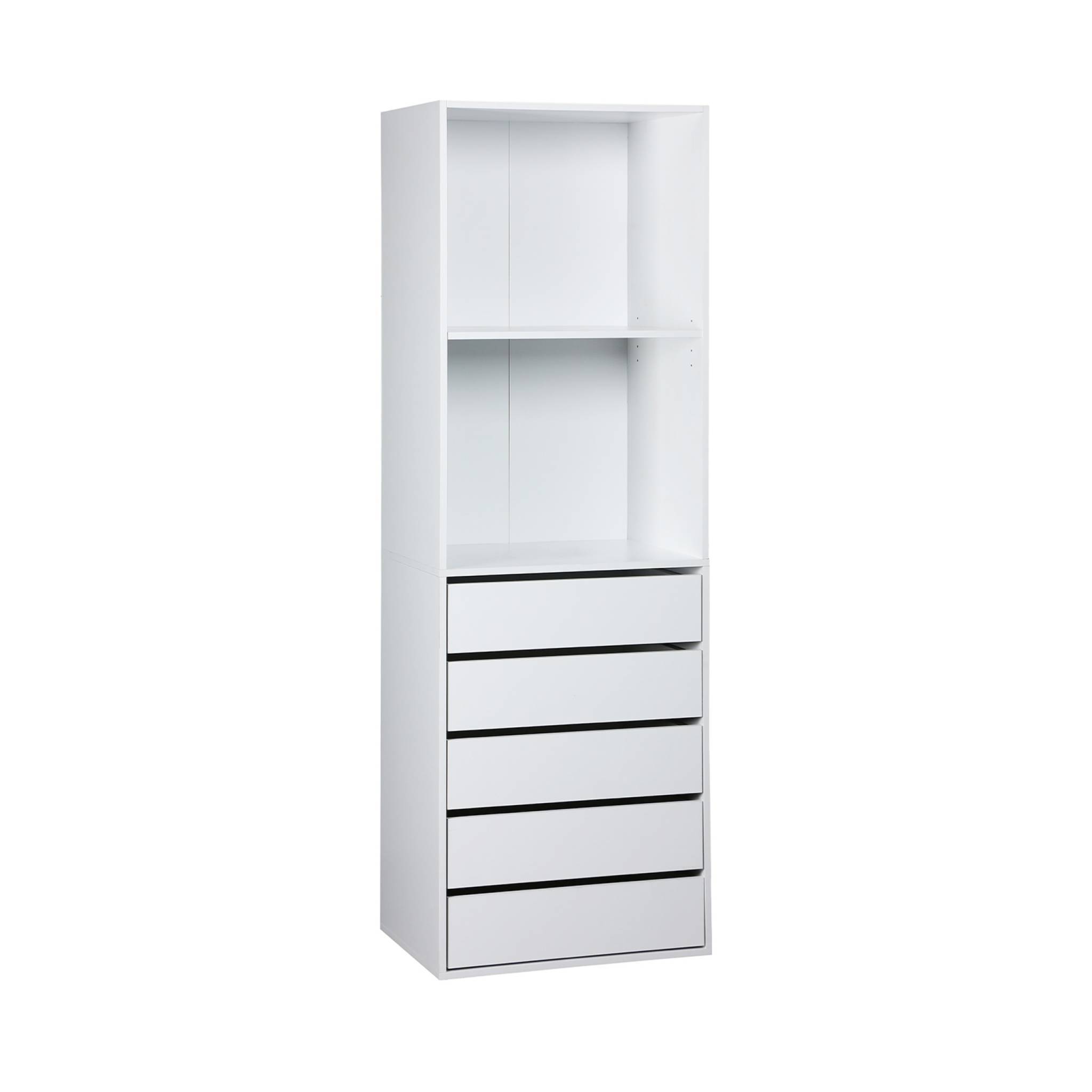 Module dressing avec 5 tiroirs et 2 étagères. blanc.  panneaux stratifiés | sweeek - Image 2