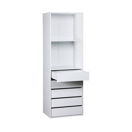 Module dressing avec 5 tiroirs et 2 étagères. blanc. panneaux stratifiés | sweeek - Image 4