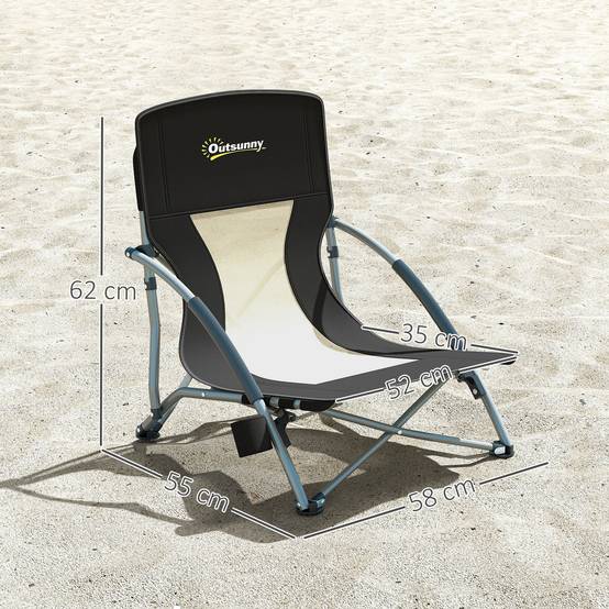 Chaise de plage pliante métal et tissu noir 58 x 55 x 62 cm - PANGIVO - Image 5