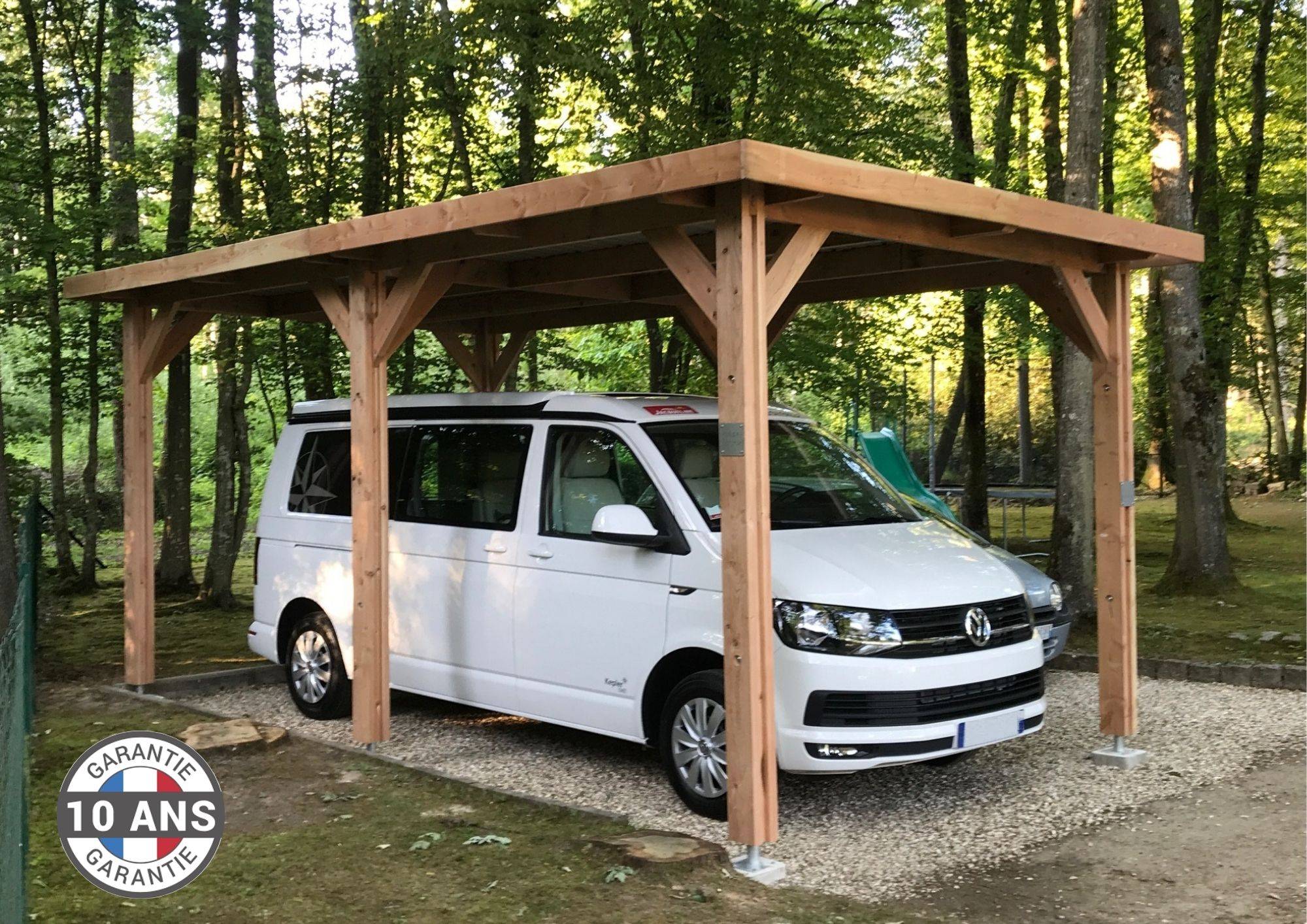 Cpbf Charpentes - Carport toit plat 400cmx750cm bois DOUGLAS français (charpente - auvent - abri camping-car). 30 m². Garantie 10 ans. - Image 3