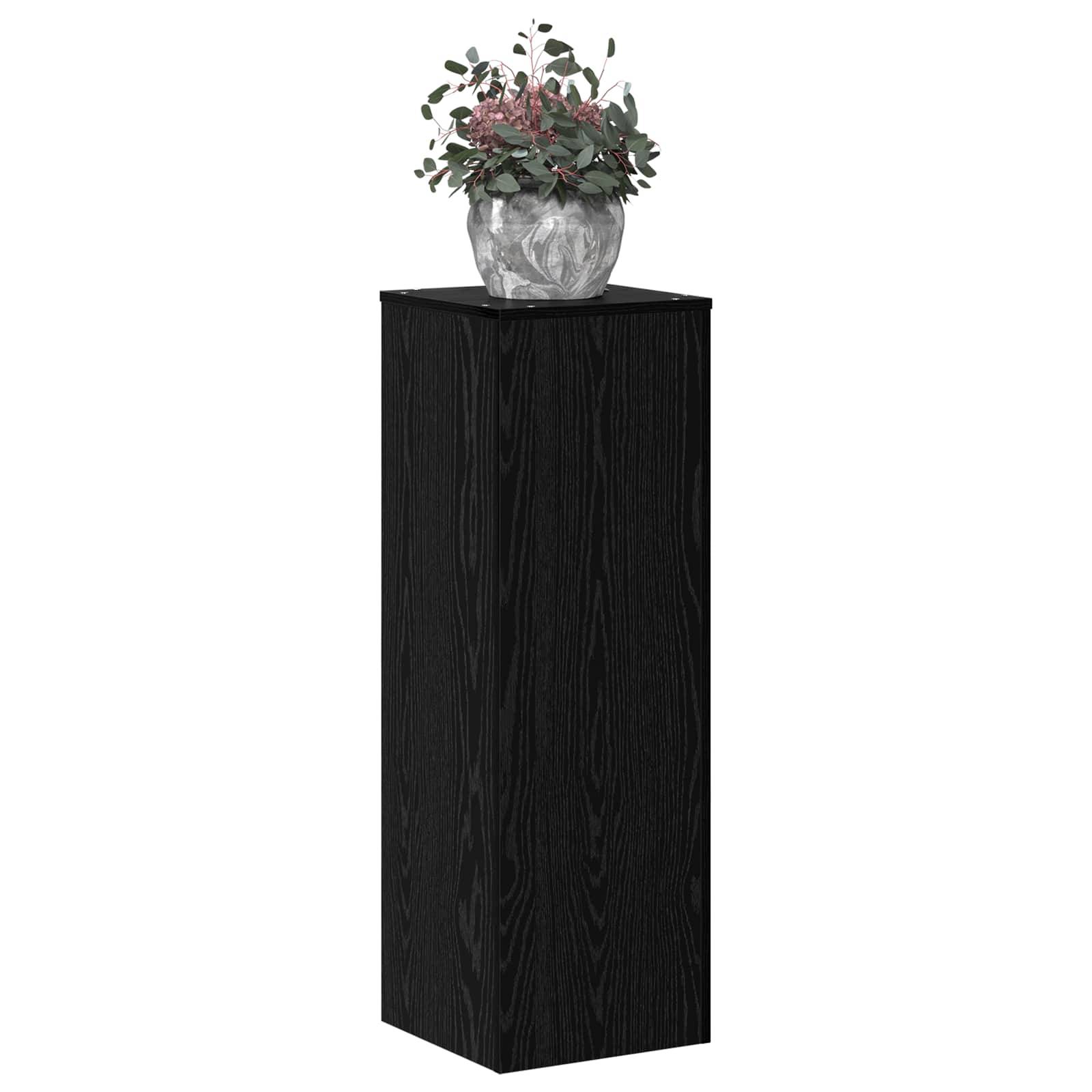 Support Plante Colonne Bois Intérieur Extérieur Design Moderne 100 cm Chêne Noir - ComfortXL Outdoor Living - Image 3