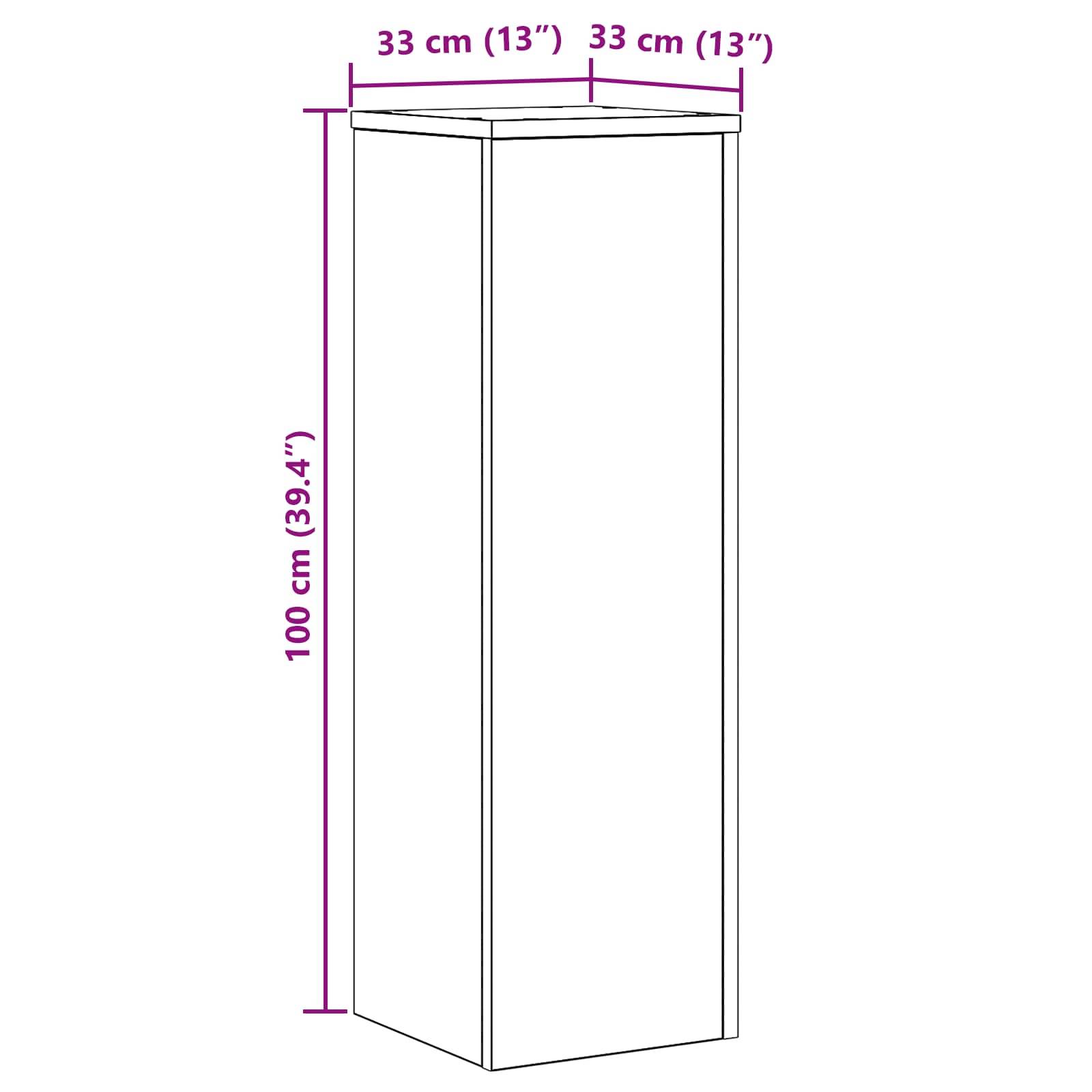 Support Plante Colonne Bois Intérieur Extérieur Design Moderne 100 cm Chêne Noir - ComfortXL Outdoor Living - Image 9