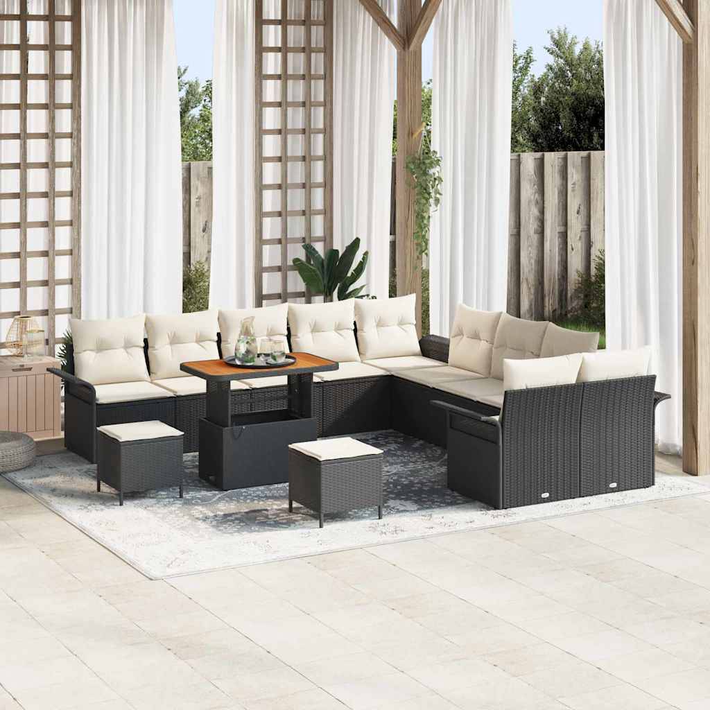 ComfortXL - Salon de Jardin Noir 13 Pièces – Pieds Acier, Bois et Polyrotin – ComfortXL Outdoor Living - Image 1