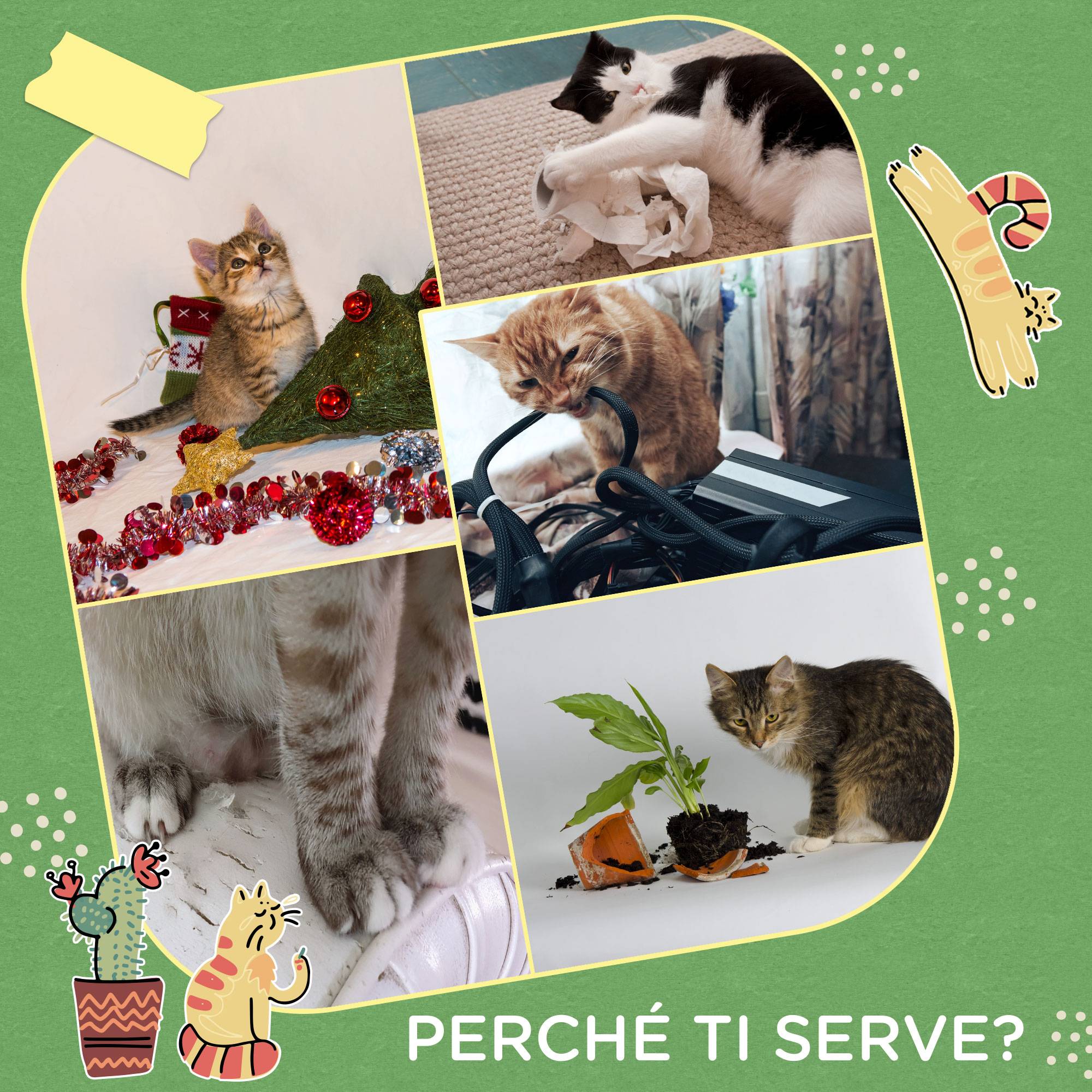 Sans Marque - Arbre à chat avec hamac, balle et griffoir en sisal, 49 x 49 x 142 cm, vert - Image 5