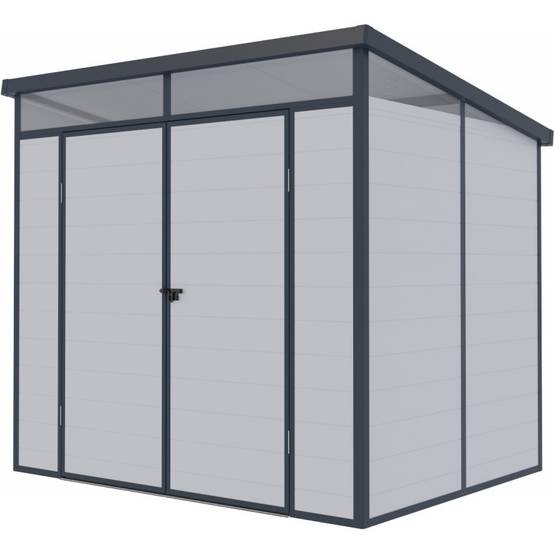 Abri de jardin résine 4,10m² gris clair toit plat avec plancher Jôbu - Image 7