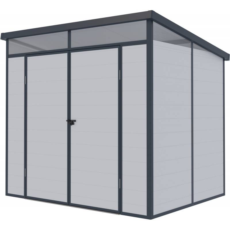 Abri de jardin résine 4,10m² gris clair toit plat avec plancher Jôbu - Image 7